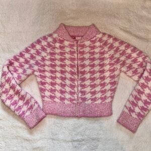 SKIMS Houndstooth Cozy Zip Up Sweater